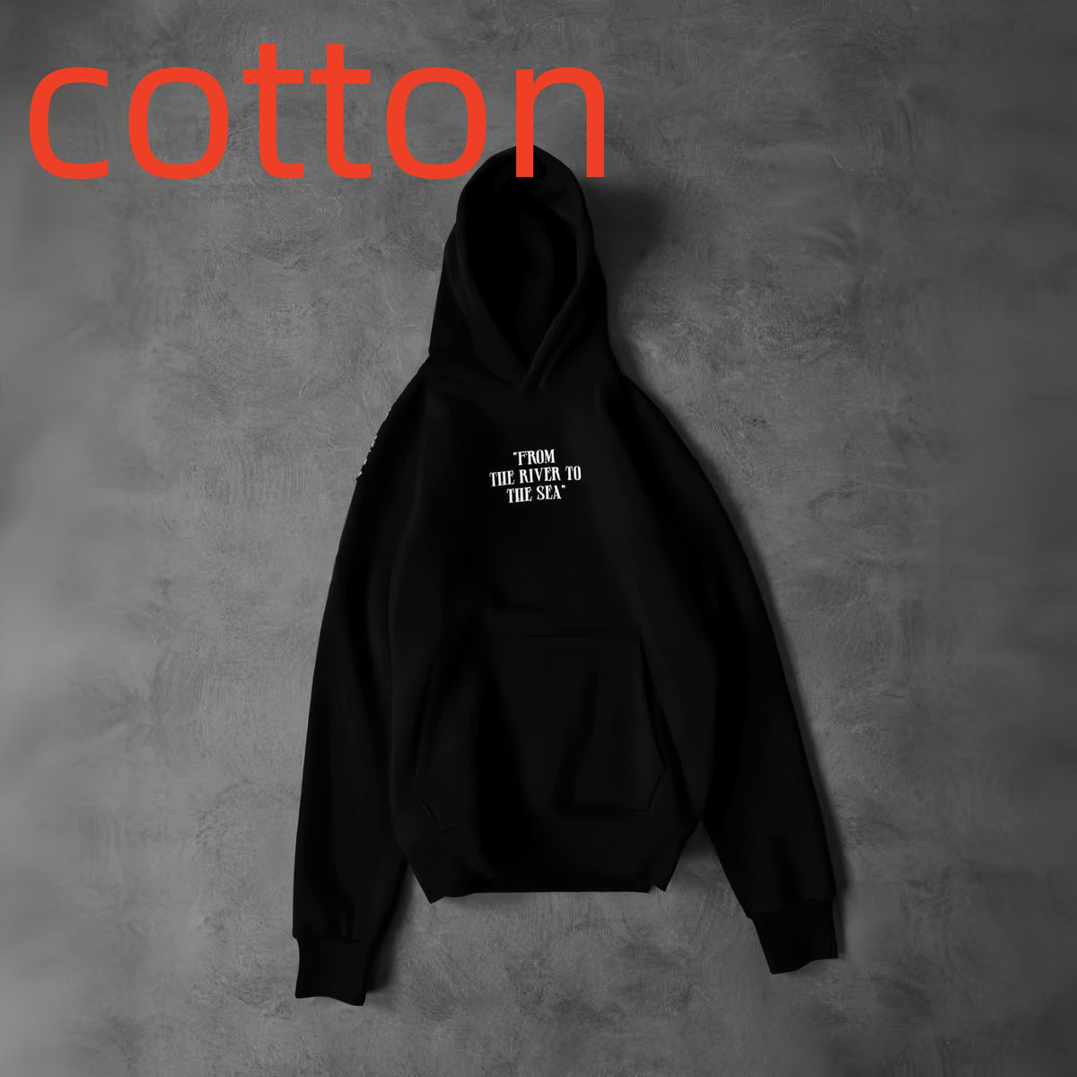Solid-color Digital Letter-embossed Print Hooded Sweatshirt With Pockets