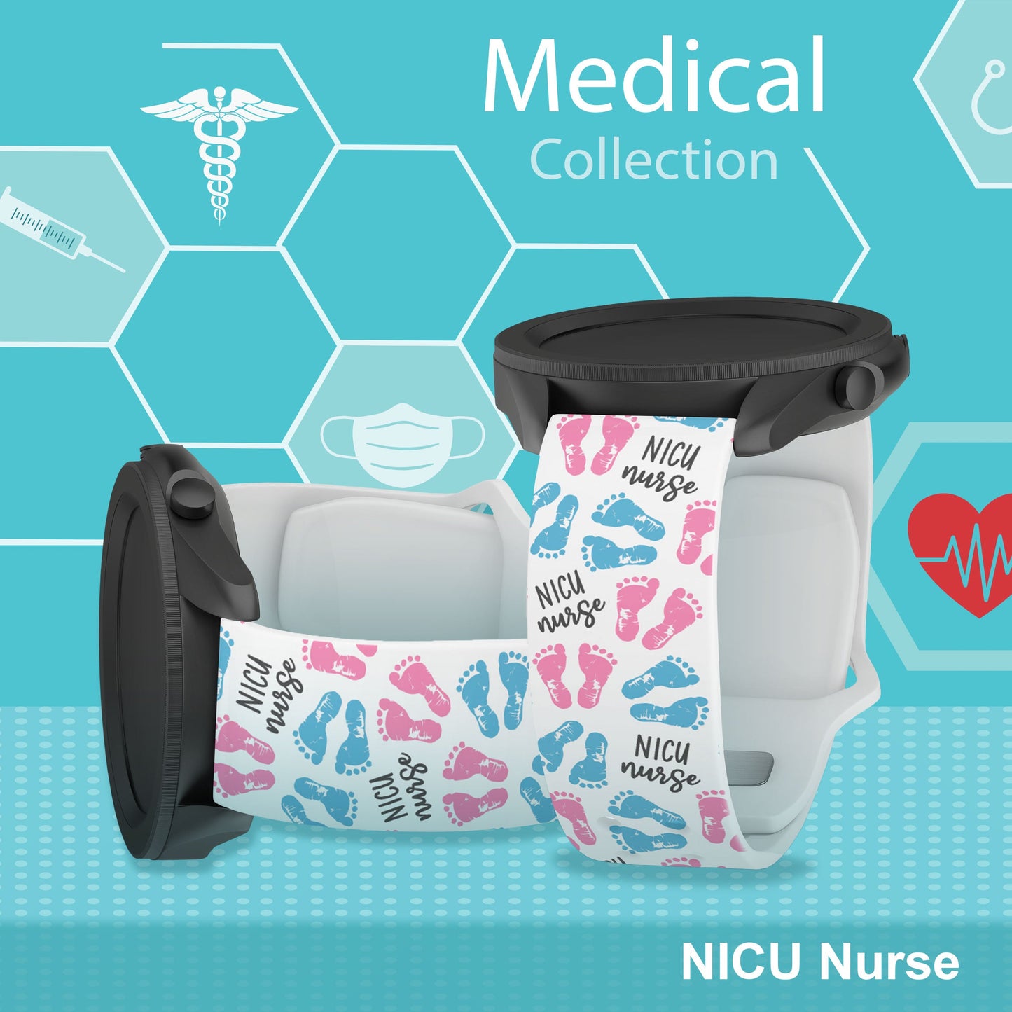 Nursing HD  Watchband for Samsung, Garmin, Fossil, and More for Samsung, Garmin, Fossil, and More