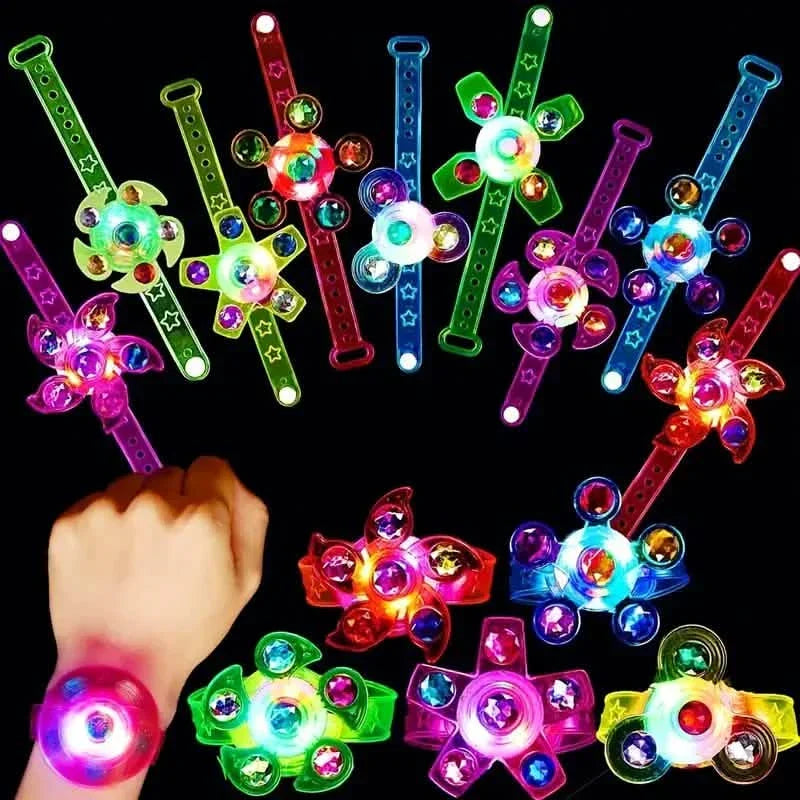 12-Pack: LED Cartoon Spinning Fidget Wristband