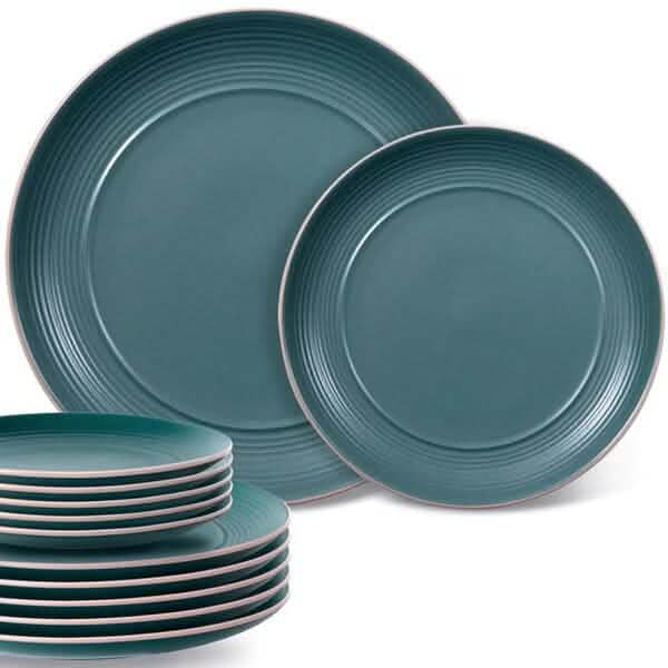 12-Piece: HITECLIFE Microwave and Dishwasher Safe Dinner Plates Set