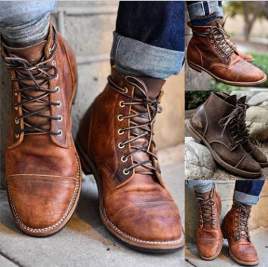 European And American Extended-Size Lace-Up Low Boots