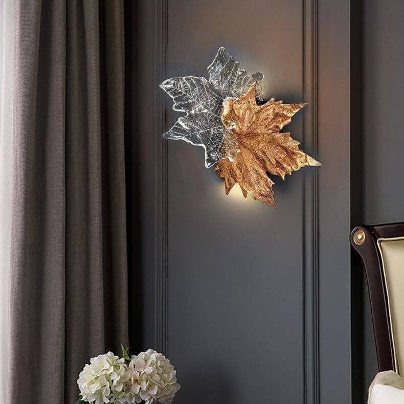 Aplique de pared de cristal en forma de hoja