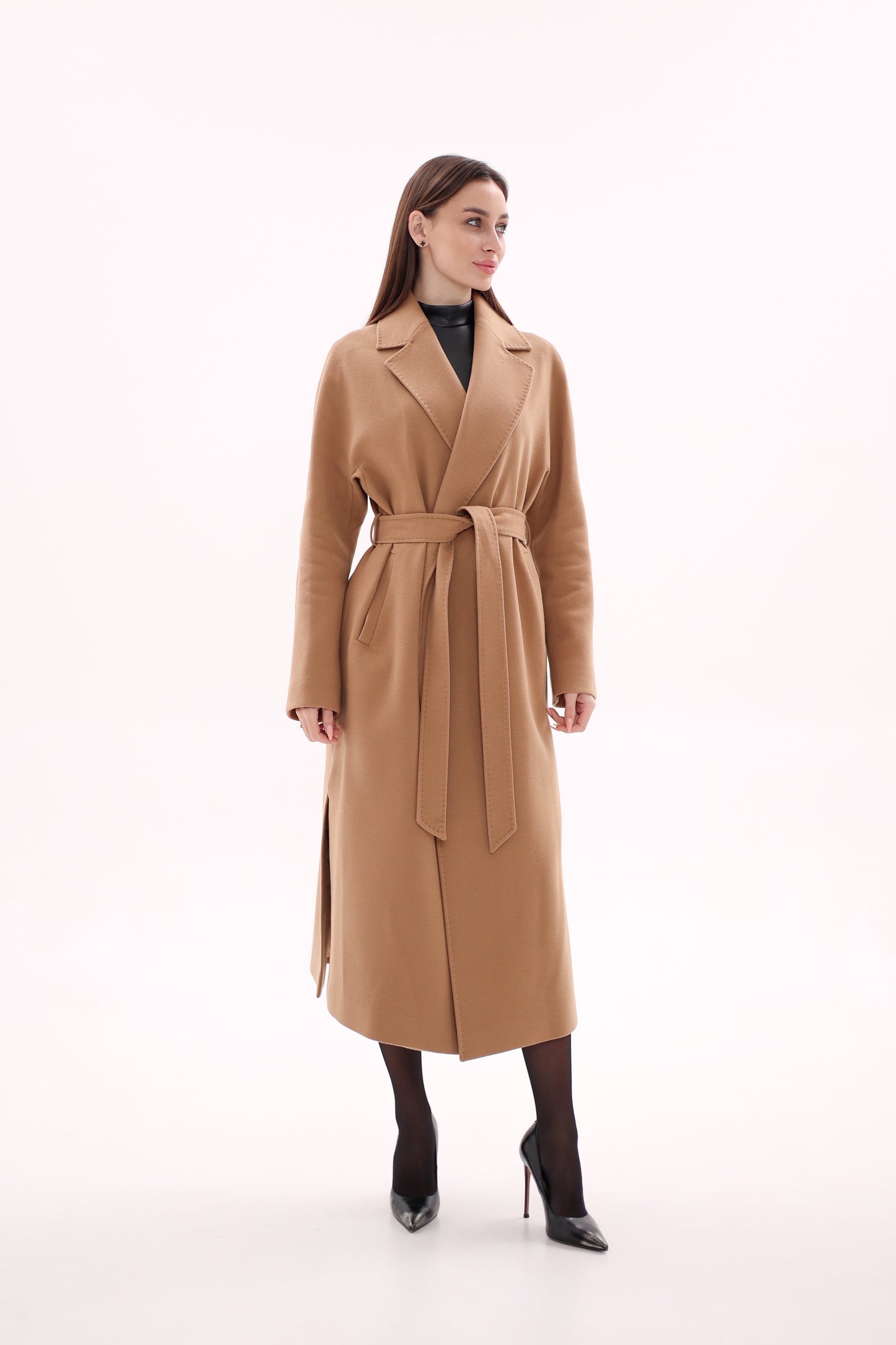 Abrigo cruzado de mezcla de lana Cambridge Comfort Classic en camel