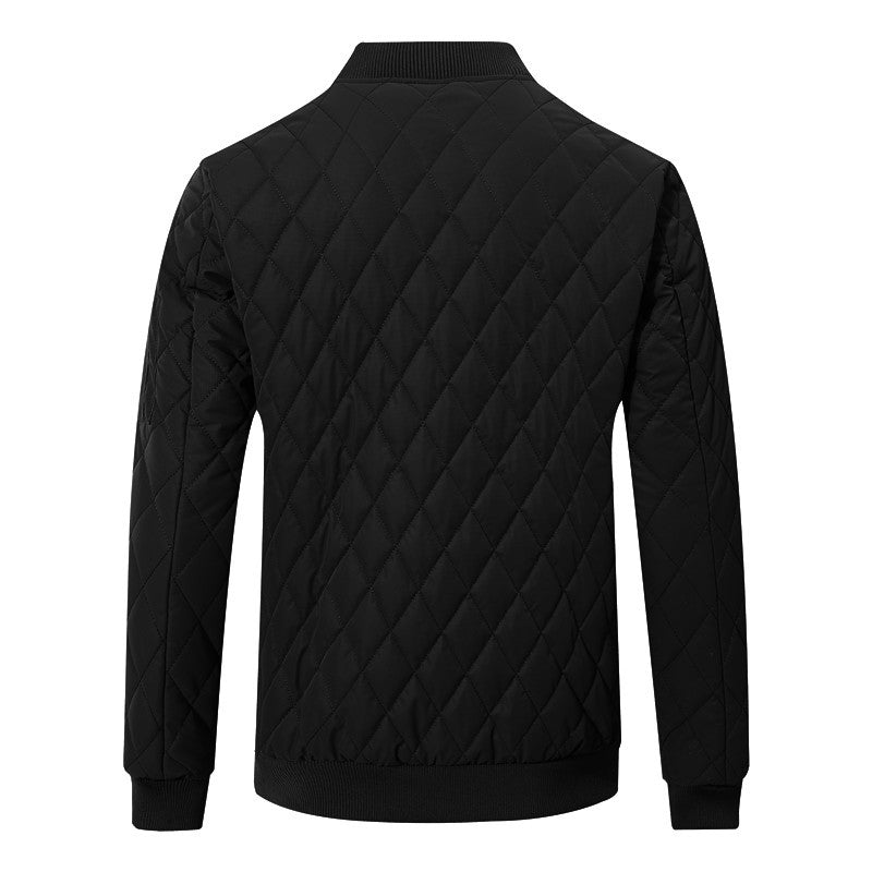 Casual Youth Stand-Collar Mens Cotton-Padded Leather Jacket