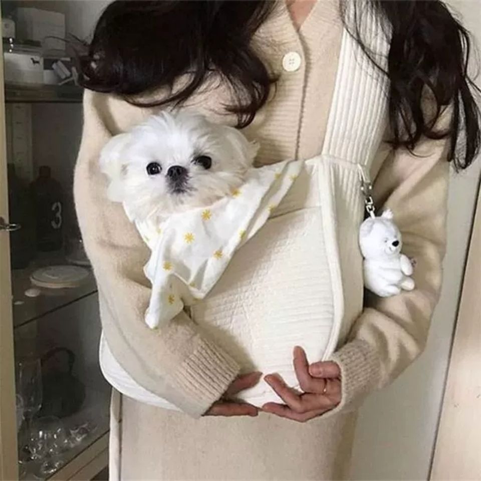 Handmade Canvas Pet Carrier Shoulder Bag Handbag