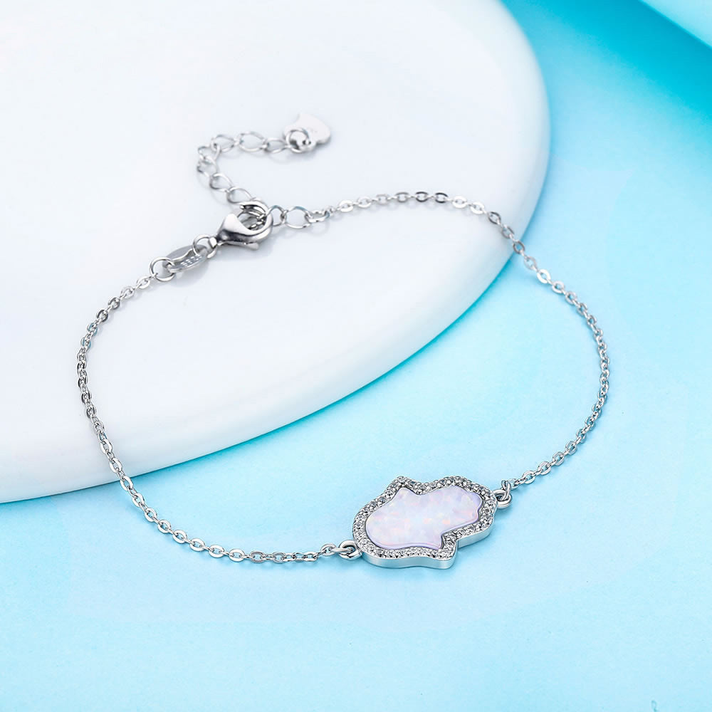 S925 Sterling Silver Opal Bracelet