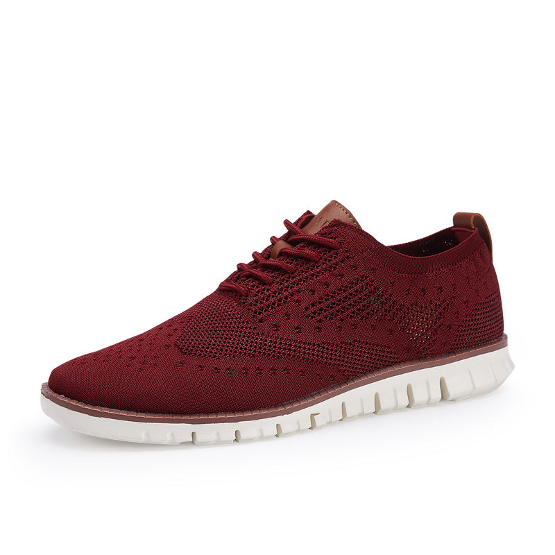 Men's Knitted Lace-Up Casual Sneakers