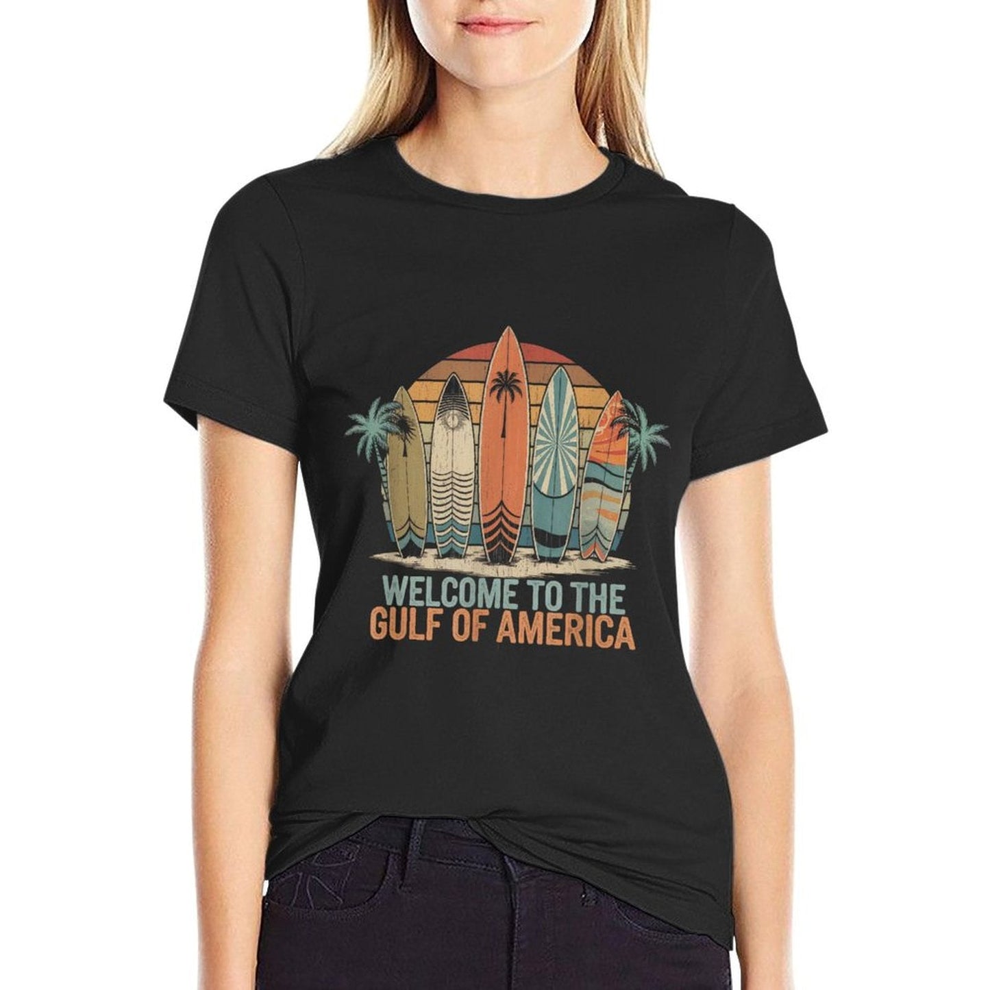 Gulf Of USA America Gift Men Women Flag Beach Wrinkle-resistant T-Shirt