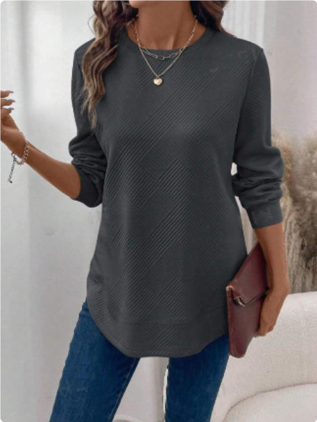 Women's Crew Neck Casual Long Sleeve Shirt See size chart under “more details”