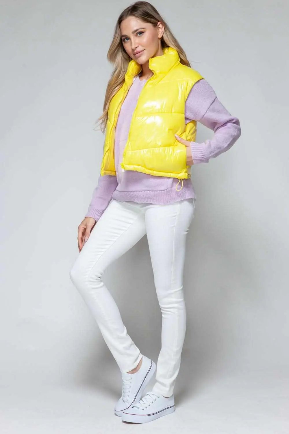 Women's Vest - Shiny Quilted - Fashionable Sleeveless Outerwear