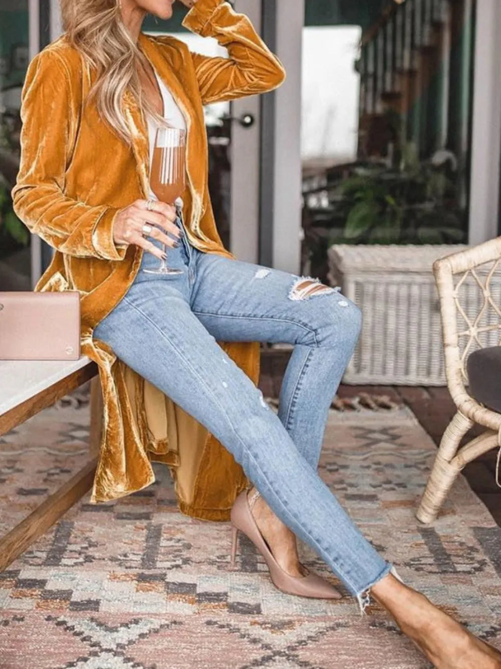 Open Front Long Sleeve Coat