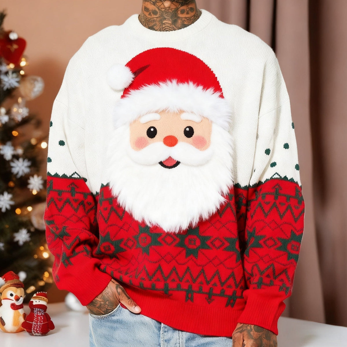 Mens Crew-Neck Sweatshirt With 3D Digital Print