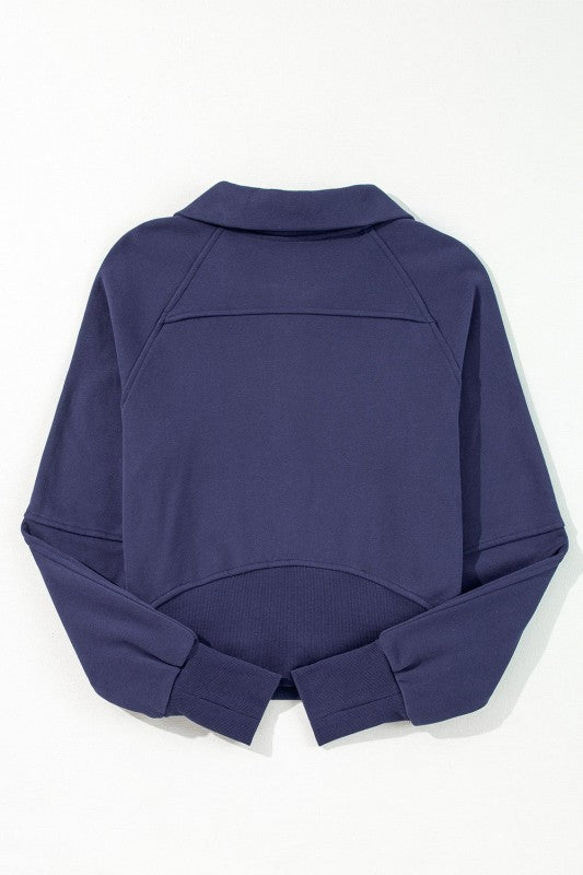 Sudadera de cuello medio con cremallera y forro polar liso