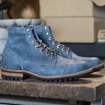 Men's Thick Heel Lace-Up Rivet Boots