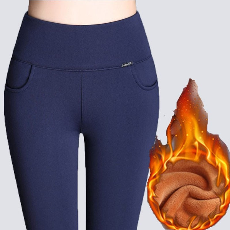 Leggings acolchados de terciopelo de talle alto para mujer