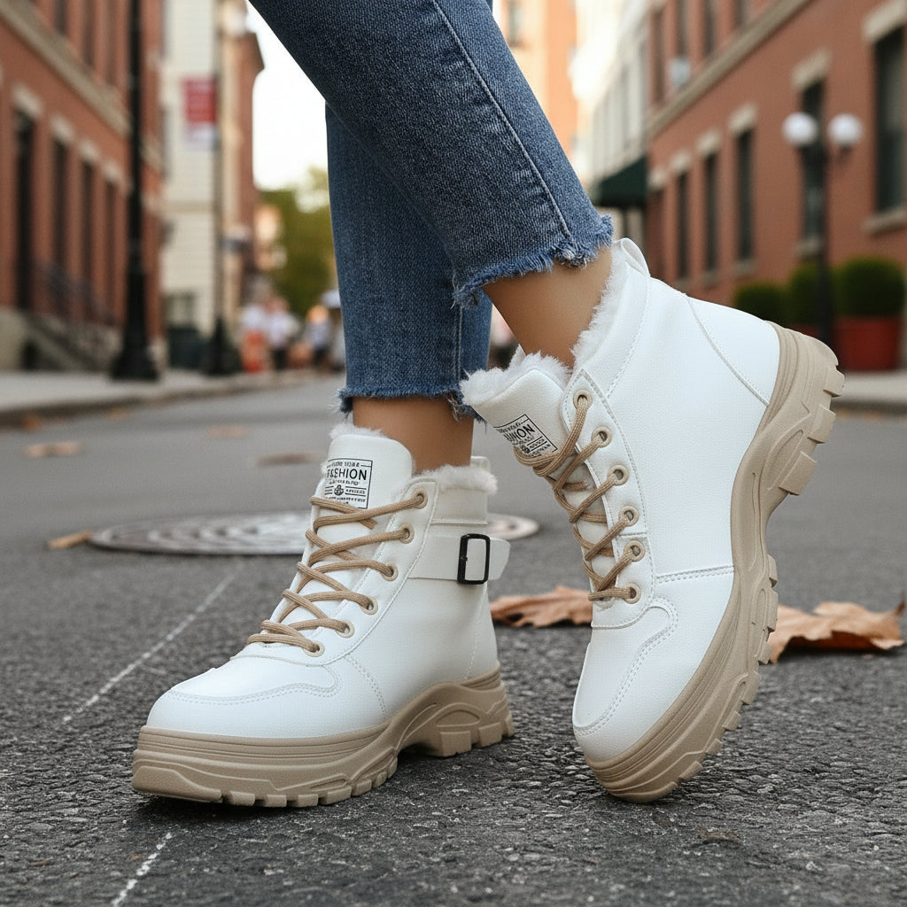 Botas de invierno de media pantorrilla con forro polar para mujer