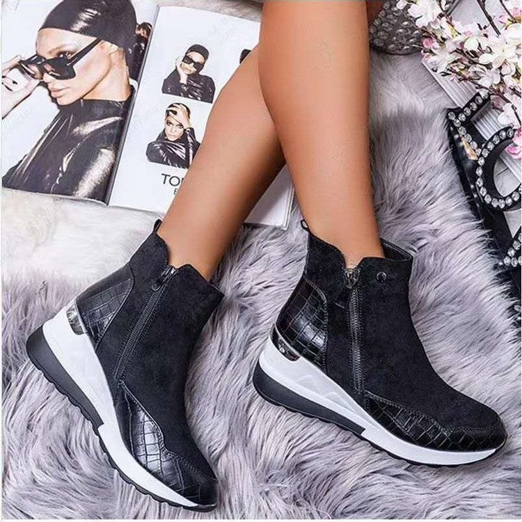 Women's Round-Toe Wedge Martin Boots