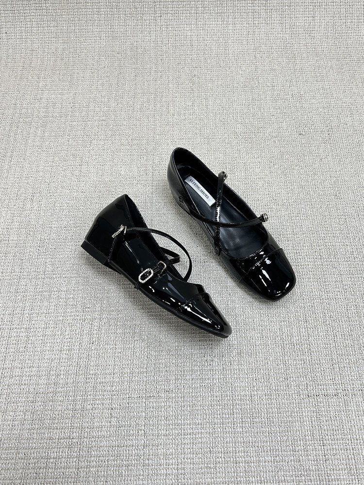 Comfy All Day Hidden Platform French Mary Jane Flats For Women, 2026 Spring  Summer Cross Strap Red Dress Shoes To Match Skirts