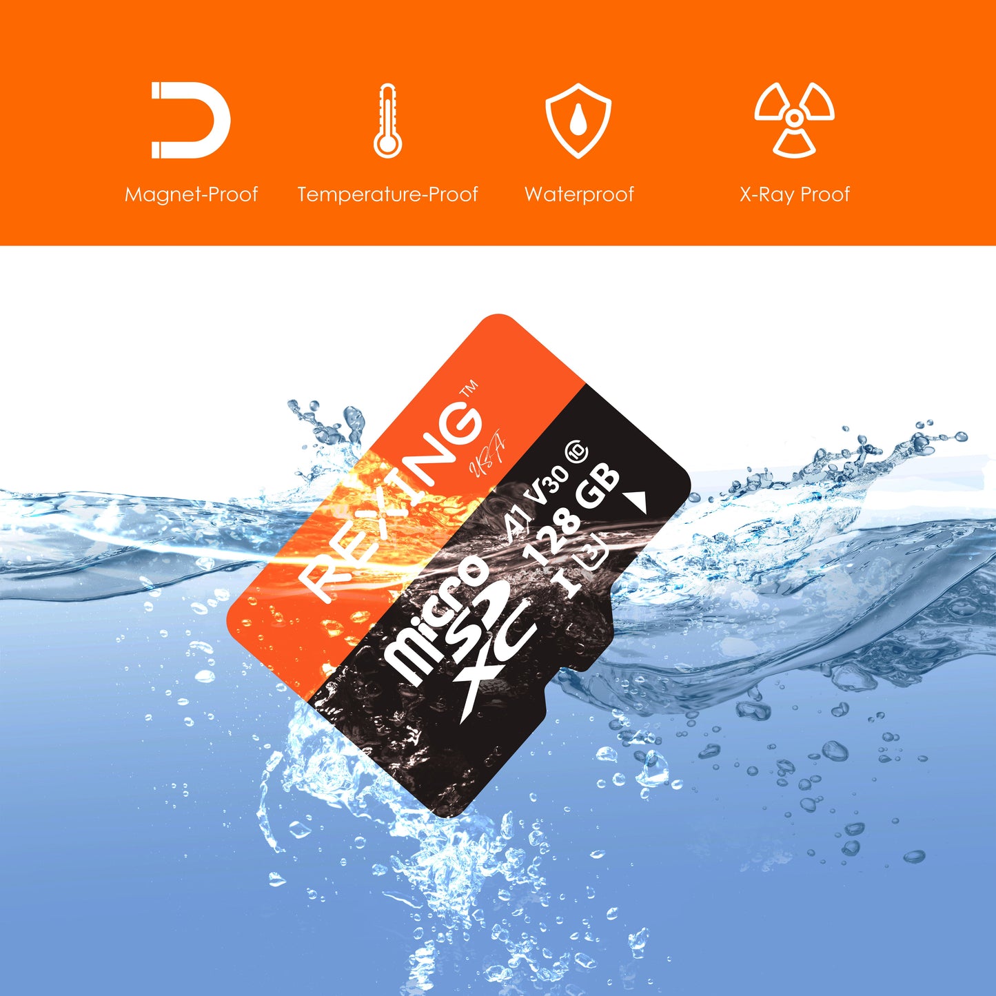 Tarjeta SD REXING microSDXC UHS-3 4K Full HD de alta velocidad para video, monitoreo y transferencia, con adaptador para cámaras de salpicadero, sistemas de vigilancia, cámaras de seguridad y cámaras corporales.