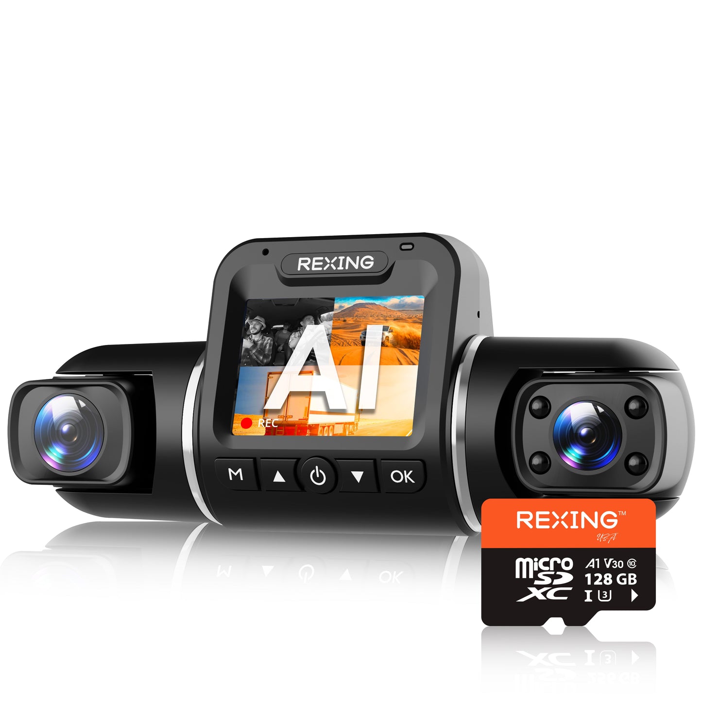 Tarjeta SD REXING microSDXC UHS-3 4K Full HD de alta velocidad para video, monitoreo y transferencia, con adaptador para cámaras de salpicadero, sistemas de vigilancia, cámaras de seguridad y cámaras corporales.