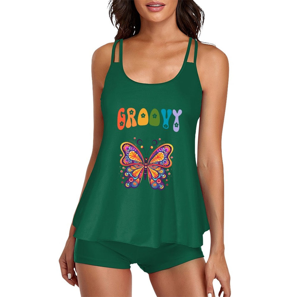 Groovy Butterfly Tankini Two-Piece Swimsuit for Women (Made in USA)