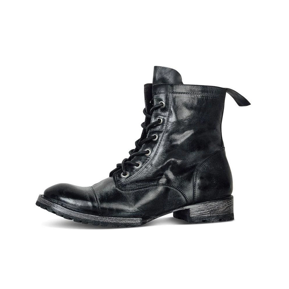 Retro Lace-Up Round-Toe Boots