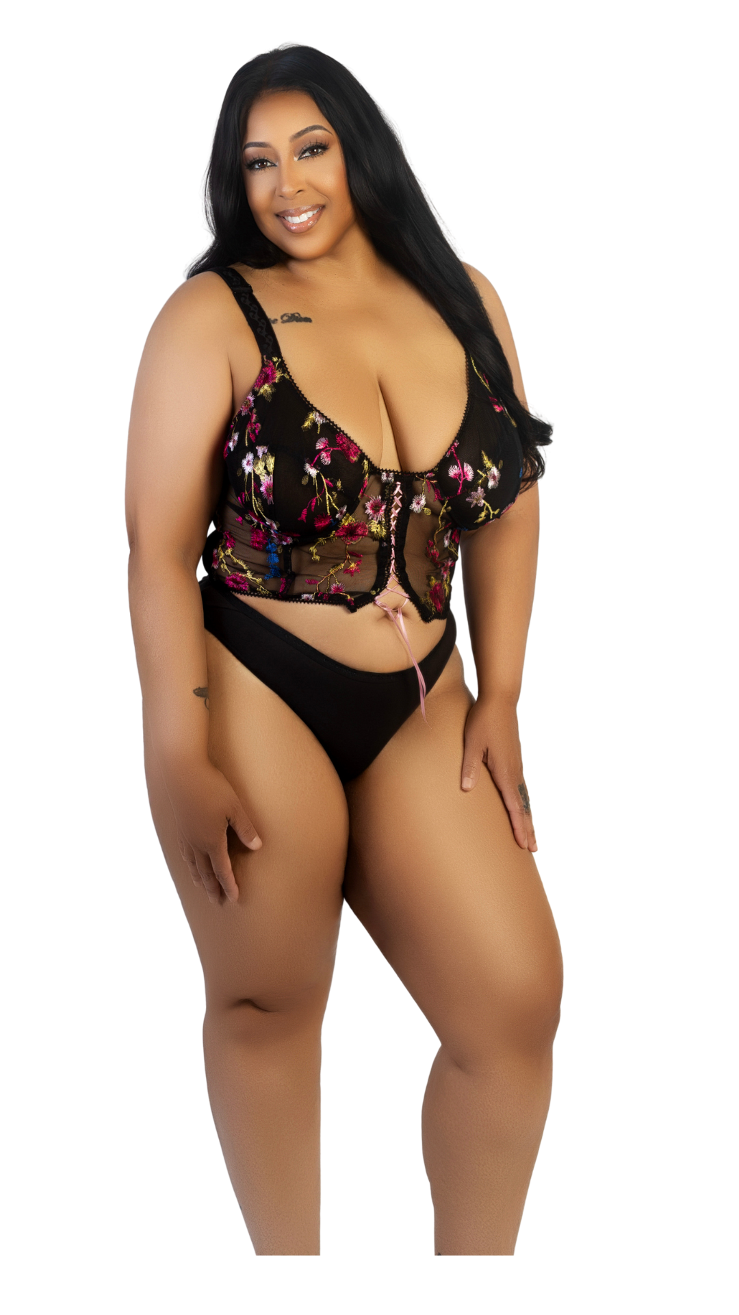 Conjunto de bralette y braguita bordados