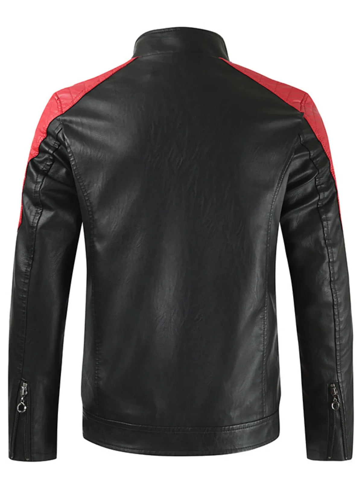 Men's Plus Size Color Block Leather Jacket