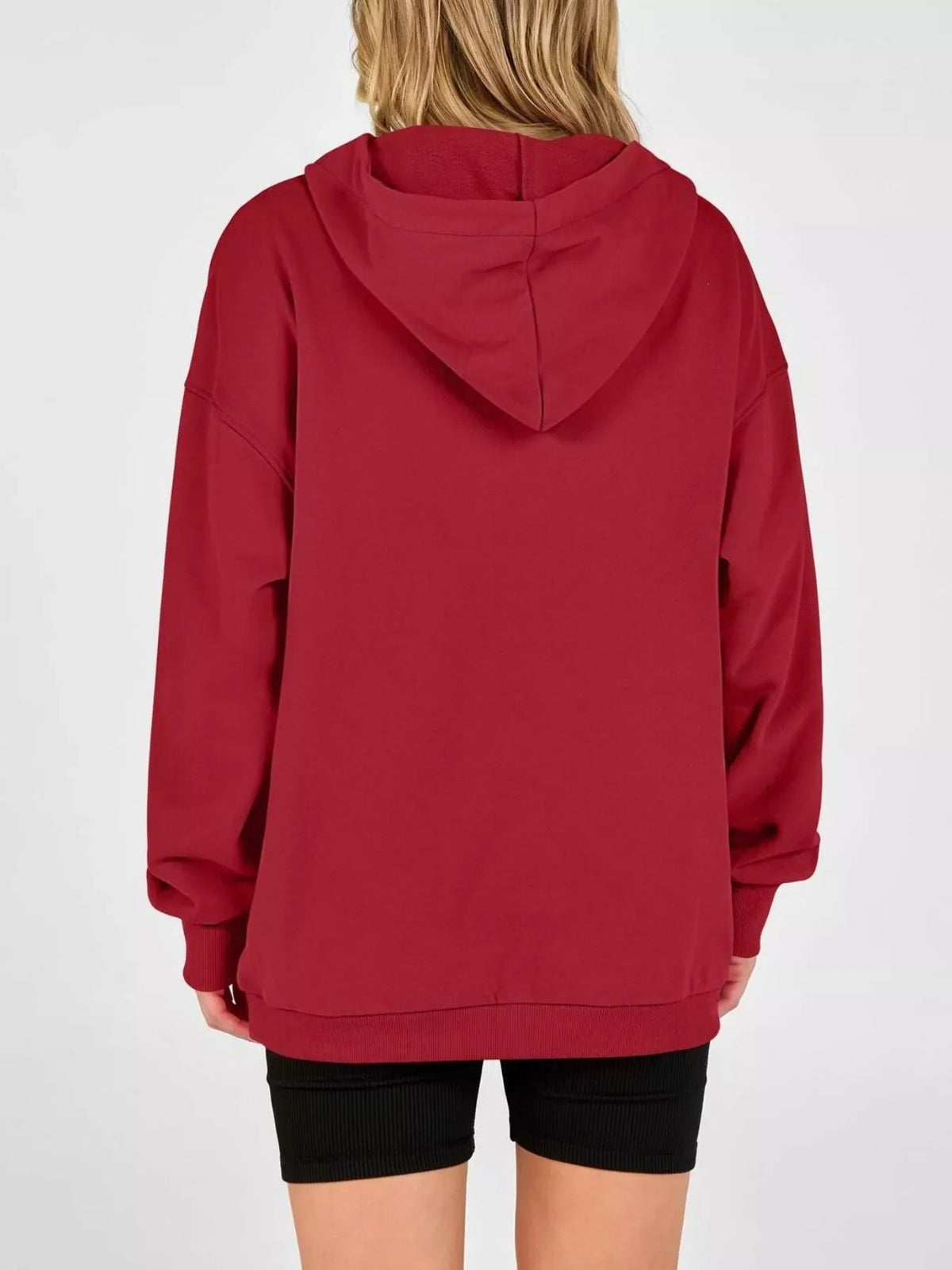 Half Snap Dropped Shoulder Hoodie