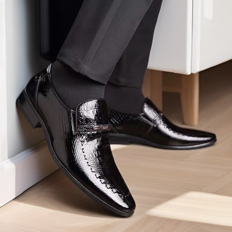 Men's Crocodile Pattern Patent Shoes