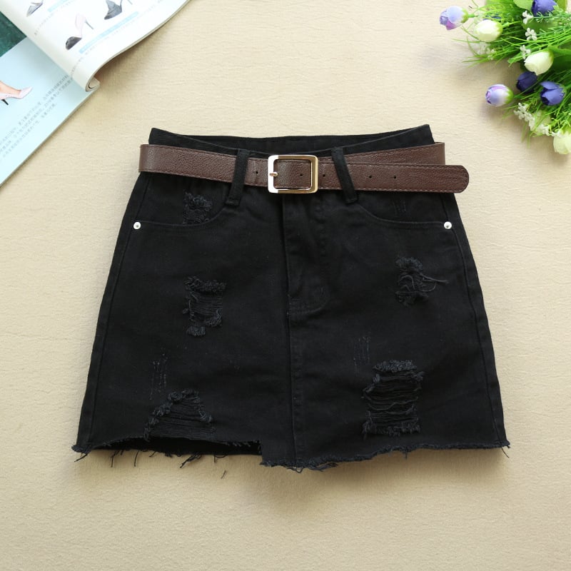 Women's New Ripped White Denim Skirt for Spring/Summer