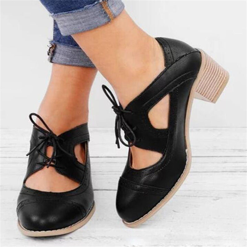 Women's Lace-Up Cutout High-Heeled Shoes