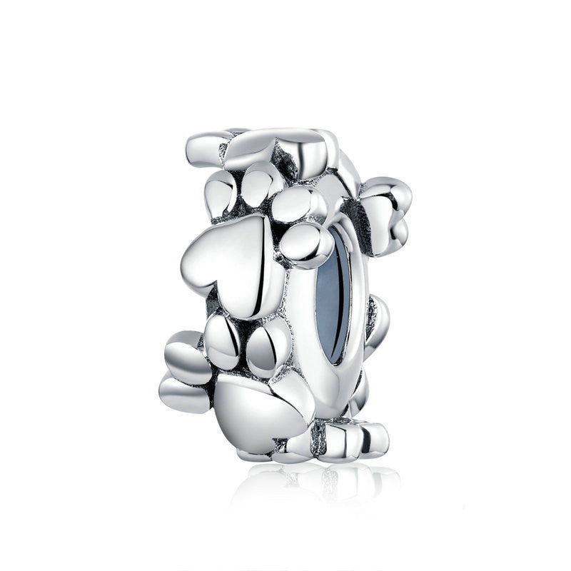 S925 Love Footprint Loose Beads