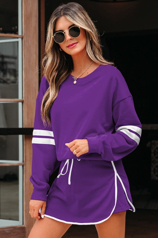 Conjunto de jersey y minifalda Varsity Stripe
