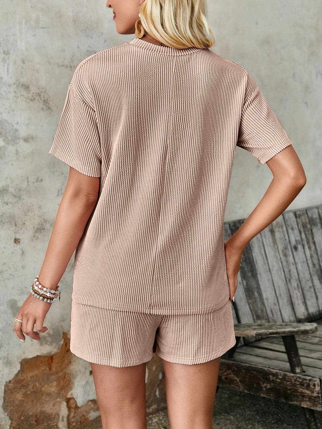 Two-Piece Sets Trendsi Textured Loungewear Set Women's Casual Shorts & Top - Soft & Comfy