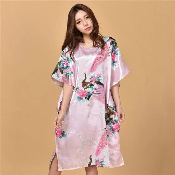 Printed peacock plus size nightdress