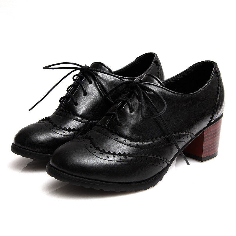 Women's Lace-up Thick Heel Shoes