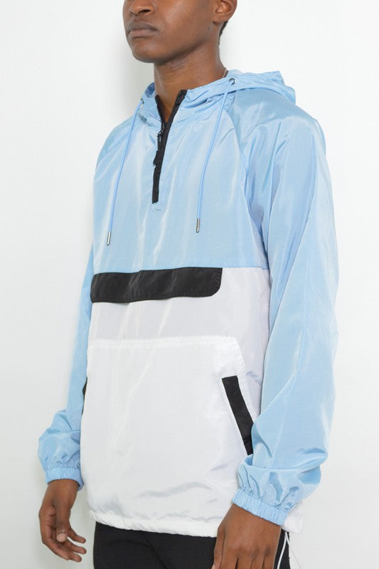 Chaqueta anorak cortavientos con bloques de color