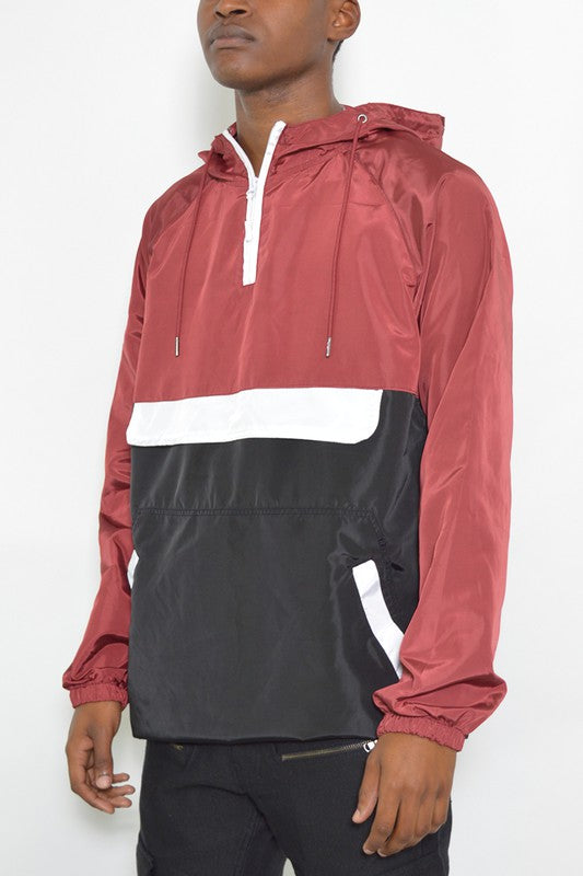 Chaqueta anorak cortavientos con bloques de color