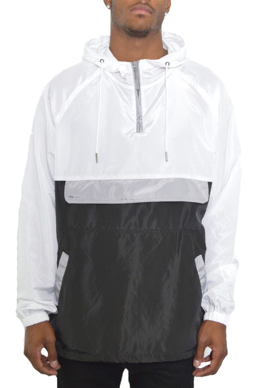 Chaqueta anorak cortavientos con bloques de color