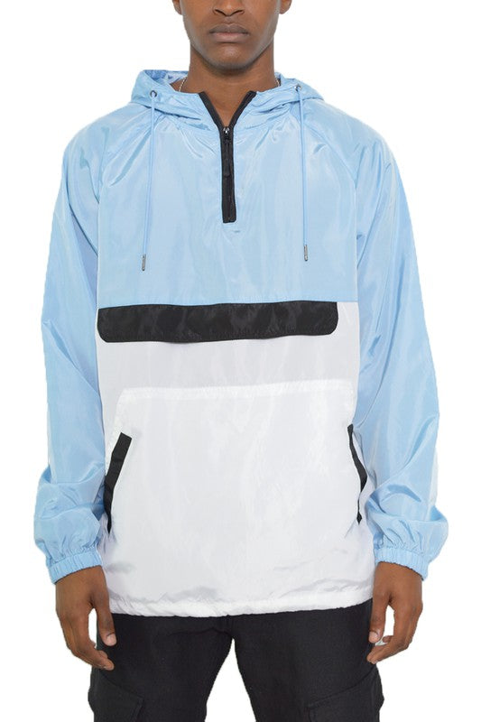 Chaqueta anorak cortavientos con bloques de color