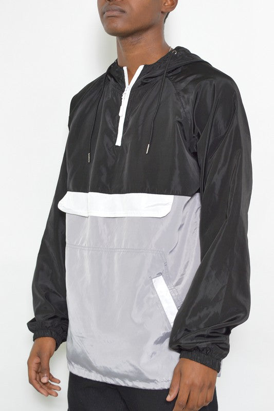 Chaqueta anorak cortavientos con bloques de color