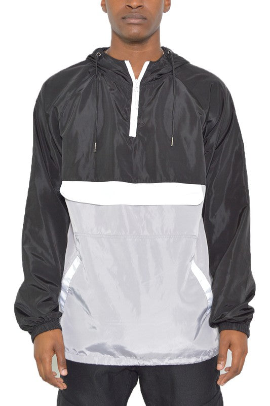 Chaqueta anorak cortavientos con bloques de color