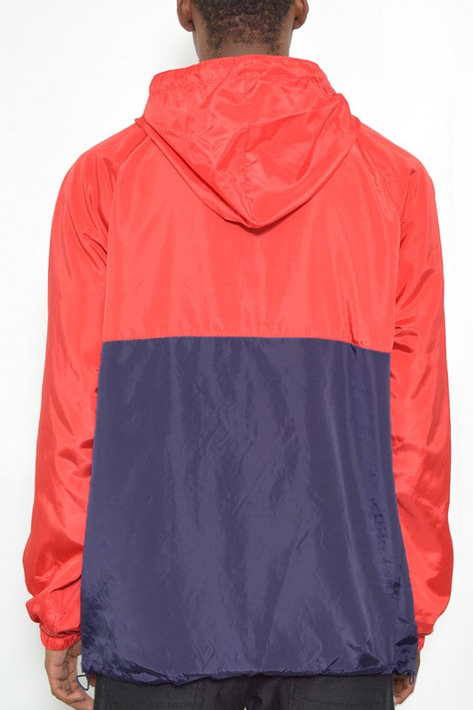 Chaqueta anorak cortavientos con bloques de color