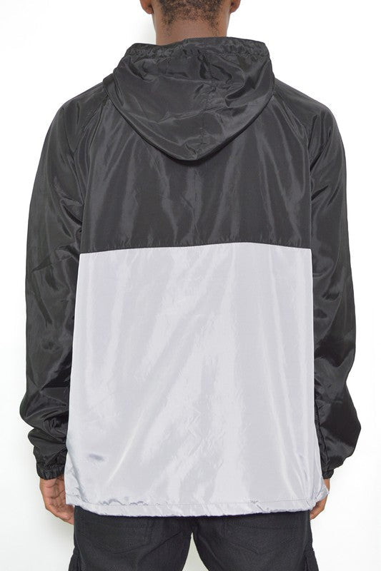 Chaqueta anorak cortavientos con bloques de color