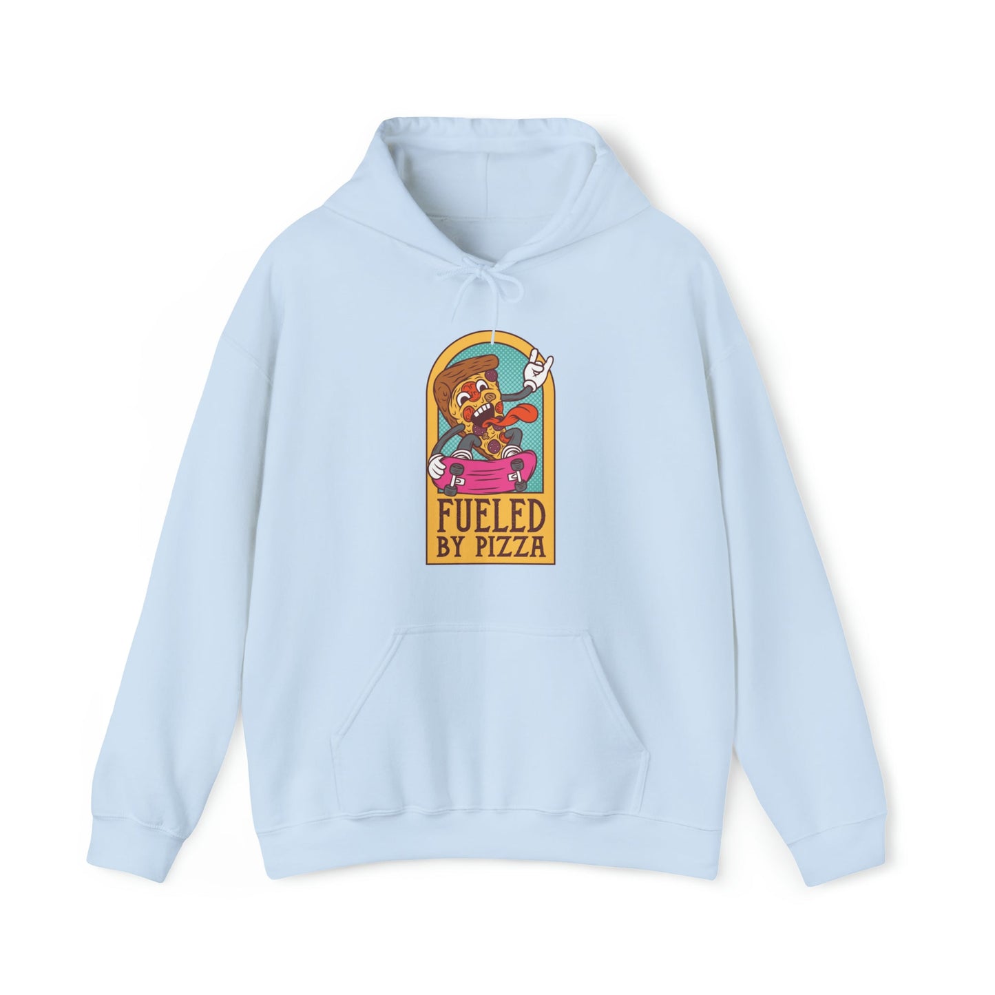 "Sudadera con capucha DirkyThreadz alimentada por pizza - Diseño gráfico divertido para amantes de la pizza"