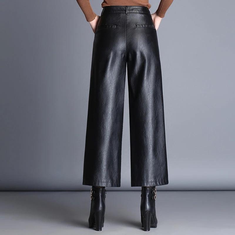 Fashion plus size loose women casual leather pants