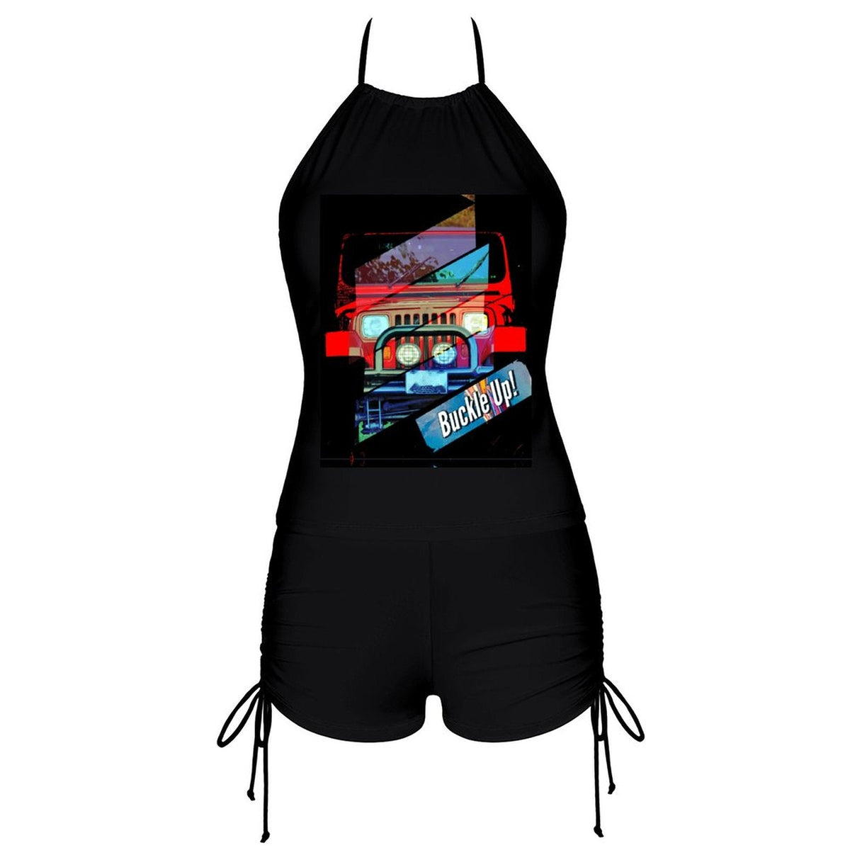 Buckle Up! 4-wheeler Drive Tankini Swimsuits with Shorts for Women