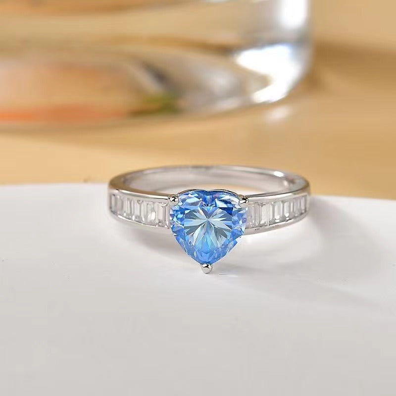 Anillo de moissanita de 2 quilates de plata de ley 925