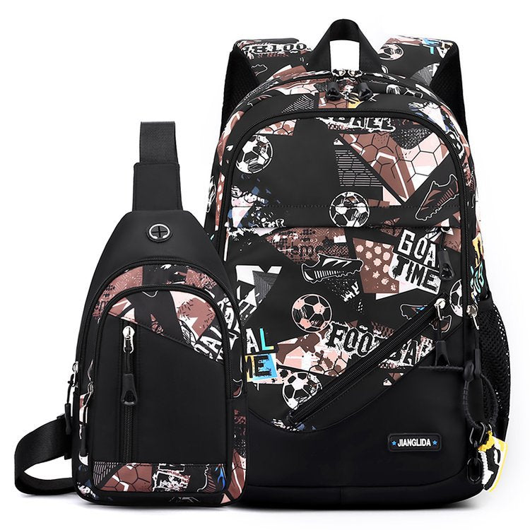 Men's Two-Piece Set Backpack And Chest Bag